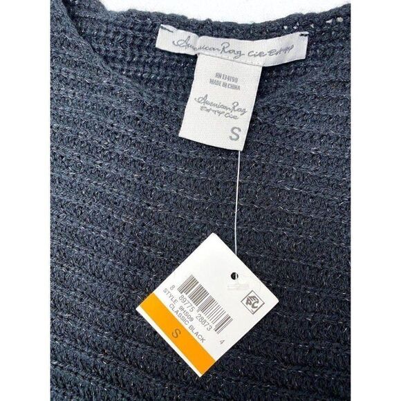 American Rag Tunic Sweater Top Black Small Glitter - Picture 3 of 8